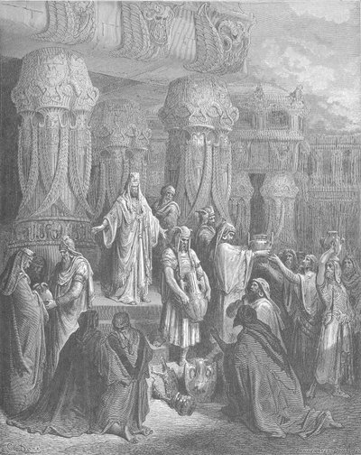 Cyrus stellt die Tempelgefäße wieder her von Gustave Dore